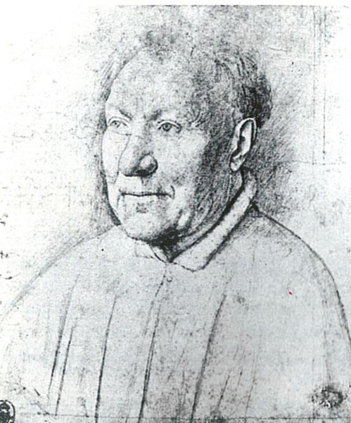 Ян ван Эйк. Портрет кардинала Альбергати. Рисунок серебряным карандашом
